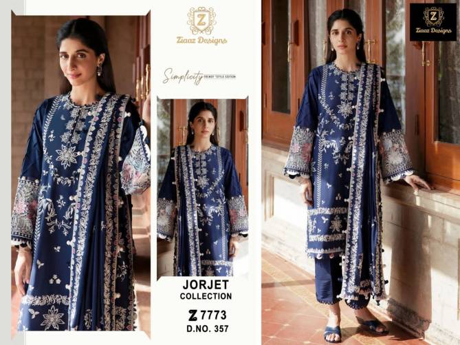 Ziaaz Designs 357 Embroidery Georgette Suits Catalog
